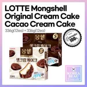 [LOTTE] Mongshell Original Cream Cake 336g(12ea) + Cacao Cream Cake 336(12ea) / Korea Snack, Cake / Made in Korea