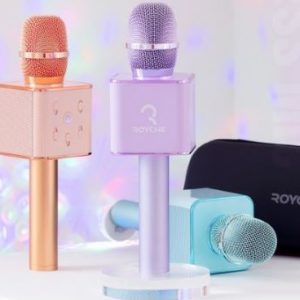 Royche Bluetooth Microphone Violet/Peach/Mint + Mini Mirror ball
