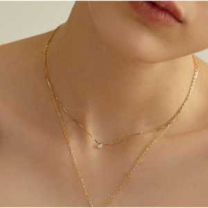 ROAJU/ [silver925]starry cubic necklace/ shin min a wear it