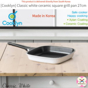[Cooklyn] Classic white ceramic square grill pan 27cm /Frying pan