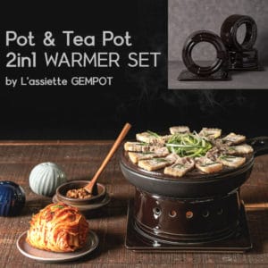 Pot & Tea Pot Warmer Ceramic Set Tea Stove Candle Stove Korean Style Pot Warmer 2in1 Set
