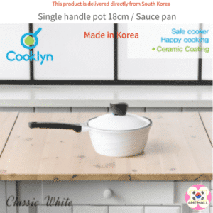 [Cooklyn] Made in Korea / Classic white ceramic single handle pot 18cm / Sauce pan