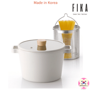 [Neoflam] Made in Korea, Fika Pasta Pot Set IH {Deep Double Handle Pot 22cm IH (Body + Glass lid), Stainless Steelcert} induction available. ceramic coating