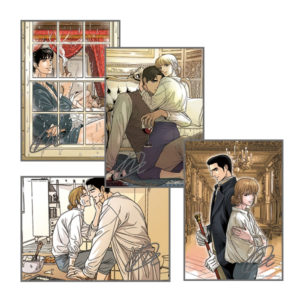 A Painter Behind The Curtain Illustration Artboard 4 pieces