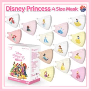 SMade in Korea Disney Princess 4 Size Mask /Comfortable Mask/Kids Mask/2D Mask/3D/The Little Mermaid/Ariel/Cinderella/Snow White/Sleeping Beauty/Aurora/Beauty and the Beast/Bell/Aladdin/Jasmine/Rapunzel/ Moana/Merida/XSmall Mask