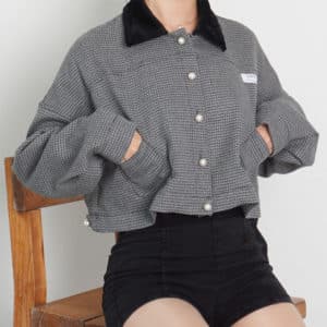 Tweed Pearl Button Cropped Jacket