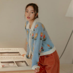 COMMON UNIQUE / Coti Wool Flower Fur Knit Cardigan