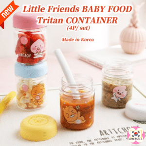 [Kakao Friends] Little Friends Park Tritan Baby Tableware 4P / Set , Sterilize in boiling water, Can be stored frozen, Made in Korea, Baby food storage container, food container