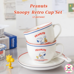 tenbyten Limited Edition Peanuts Vintage Snoopy Retro Cup Set (2-person), Coffee Cup Set, Gift, Plate Set