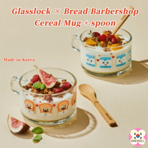 Glasslock × Bread Barbershop Cereal Mug + spoon Set Cereal Bowl kids plate