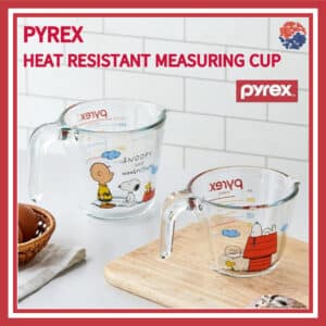 PYREX x Peanuts Snoopy Heat Resistant Glass Measuring Cup/250ml, 500ml set/Woodstock 250ml / Charlie Brown and Friends 500ml/Snoopy Measuring Cup/Snoopy Kitchen/Glass Measuring Cup/Character Kitchen/Character Measuring Cup