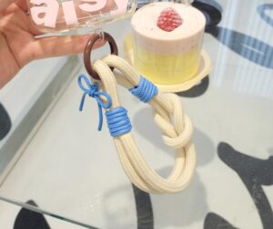 7. Beige & Sky Blue Ribbon