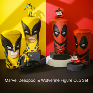 Marvel Deadpool & Wolverine Figure Cup Set (2pcs) + FREE Reusable Straw - Collector's Gift!