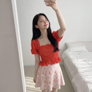 Floral Flare Mini Skirt – Korean Feminine Summer Style
